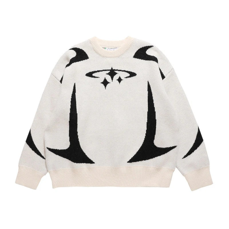 Y2K Oversized Strickpullover Unisex Pixel Design Gemütlicher Streetstyle Statement Piece