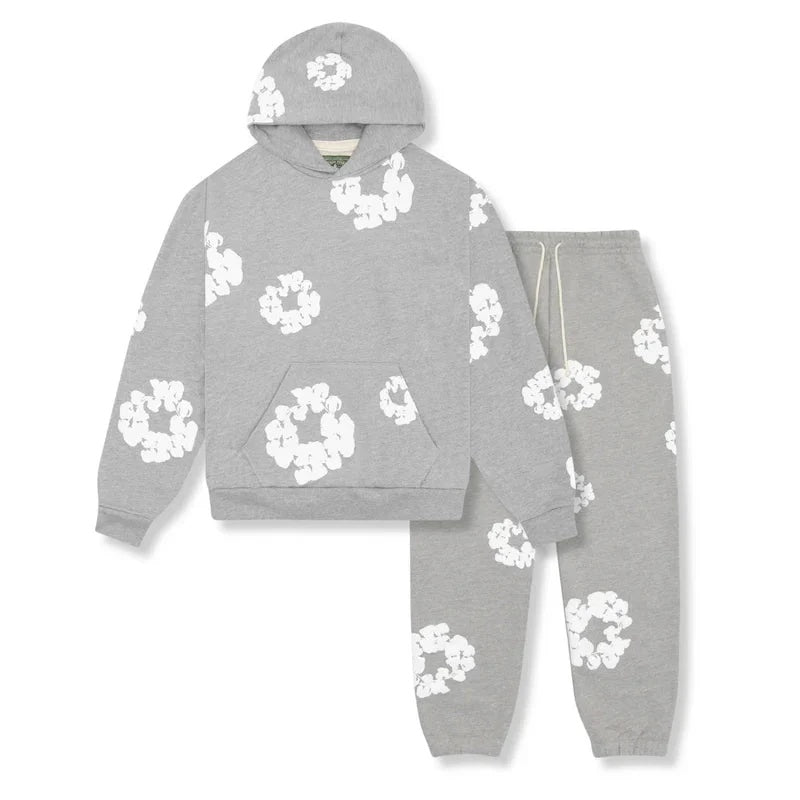 Trendiger 'Flower' Unisex Fleece-Trainingsanzug: Hoodie & Jogginghose Set