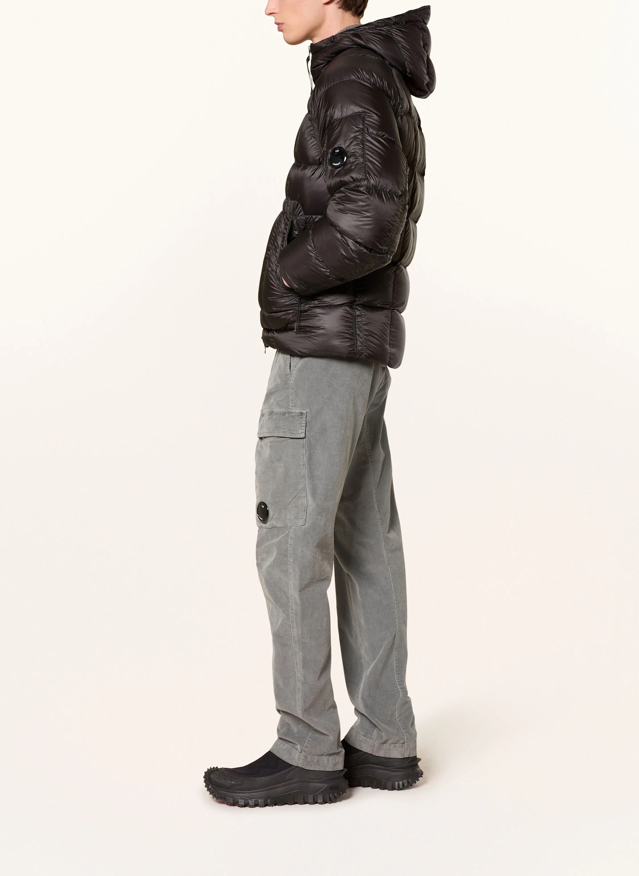 Stilvolle Schwarze CP Pufferjacke für Herren – Warme, Modische Winterjacke