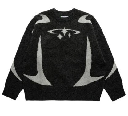 Y2K Oversized Strickpullover Unisex Pixel Design Gemütlicher Streetstyle Statement Piece