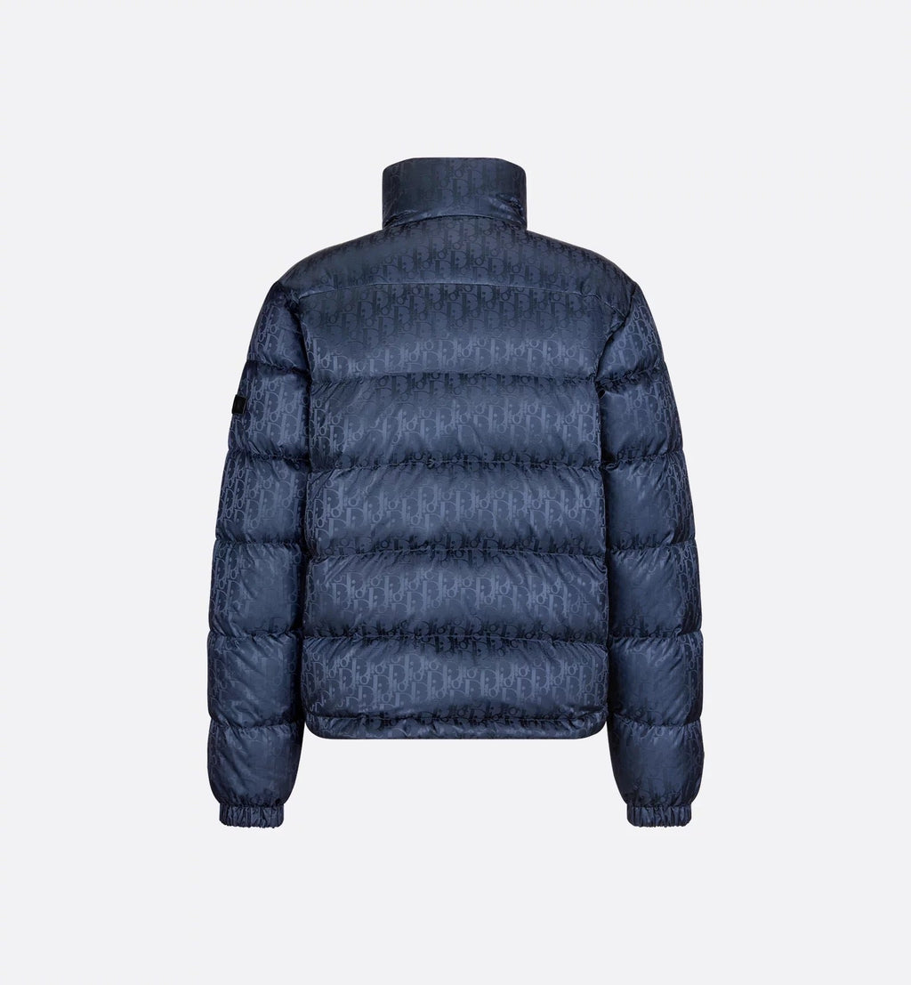 Stylische D Oblique Pufferjacke Blau: Warmer Winter-Chic für Damen