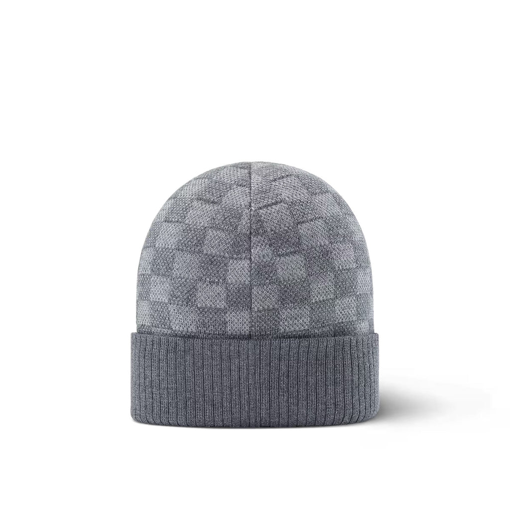 Stylische LV Logo Beanie Grau: Warme Unisex Wintermütze für Erwachsene