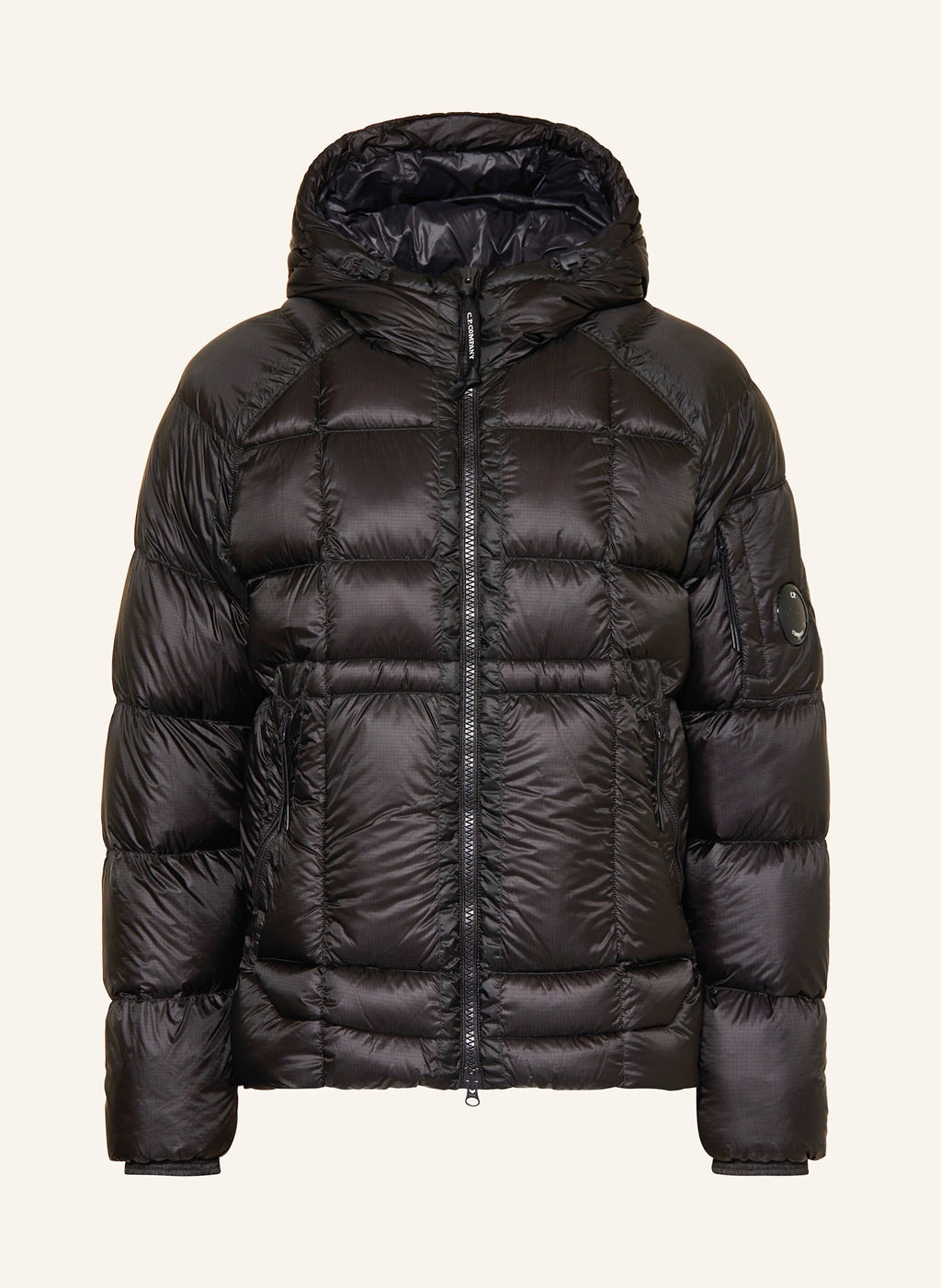 Stilvolle Schwarze CP Pufferjacke für Herren – Warme, Modische Winterjacke