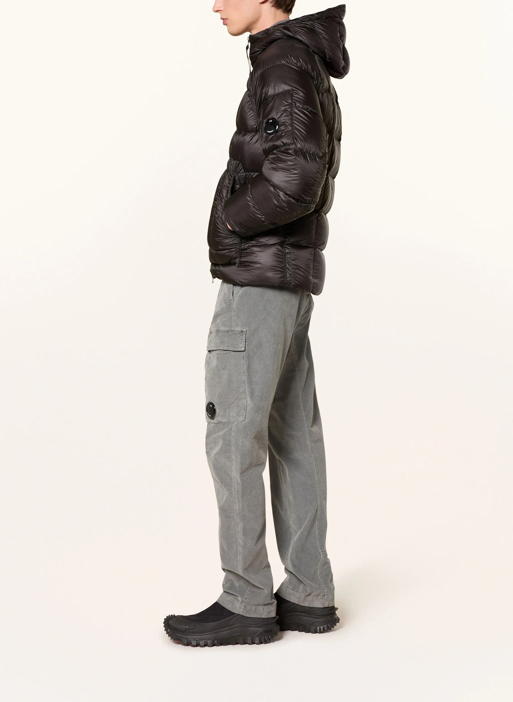 Stilvolle Schwarze CP Pufferjacke für Herren – Warme, Modische Winterjacke
